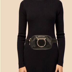Authentic Salvatore Ferragamo solid leather waist bag